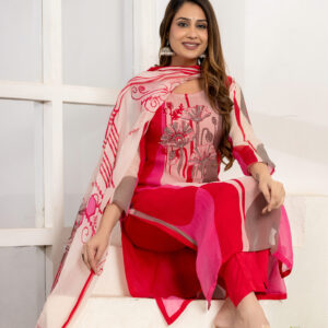 Scarlet Bloom Embroidered Kurta Set - Image 3