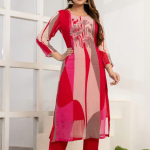 Scarlet Bloom Embroidered Kurta Set - Image 5