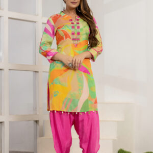 Multicolor Co-ord Set with Patiala Pants - Image 4