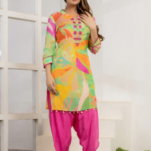 Multicolor Co-ord Set with Patiala Pants - Image 3