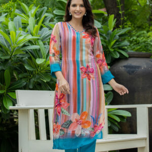 Tropical Radiance Printed Kurta Set - Image 10