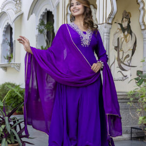 Royal Plum Embroidered Anarkali Set