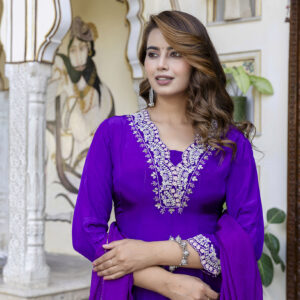 Royal Plum Embroidered Anarkali Set - Image 5