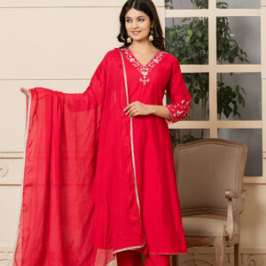 Cherry Bloom Embroidered Anarkali Set - Image 5
