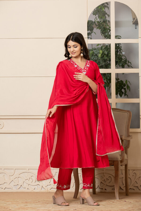 Cherry Bloom Embroidered Anarkali Set