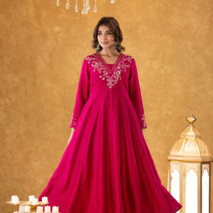 Fuchsia Embroidered Anarkali Set - Image 6