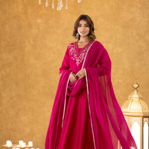 Fuchsia Embroidered Anarkali Set