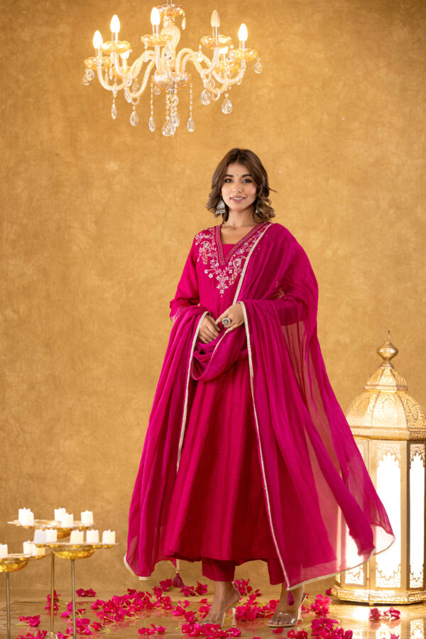 Fuchsia Embroidered Anarkali Set