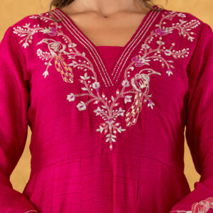 Fuchsia Embroidered Anarkali Set - Image 3