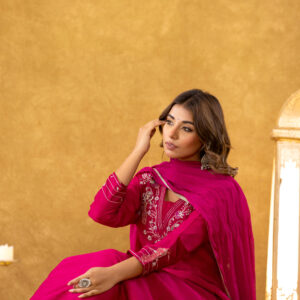 Fuchsia Embroidered Anarkali Set - Image 7