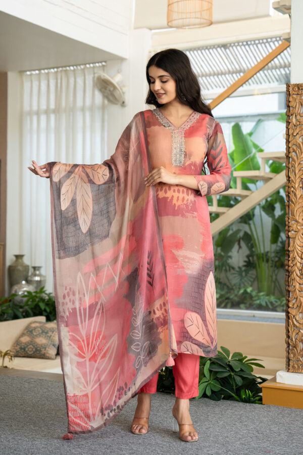 Blush Abstract Printed Kurta Set
