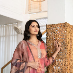 Blush Abstract Printed Kurta Set - Image 3