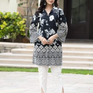 Black Printed Kurta with Patiala Pants