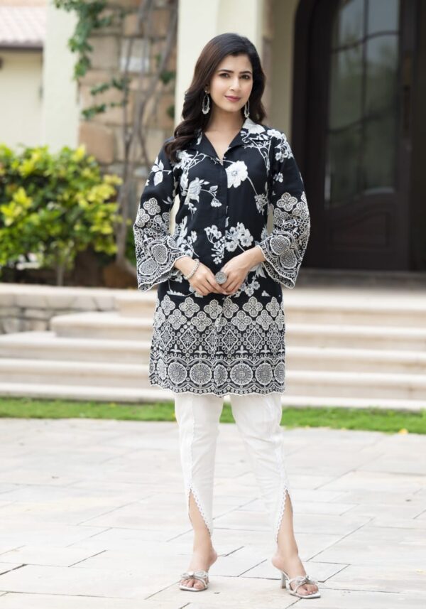 Black Printed Kurta with Patiala Pants