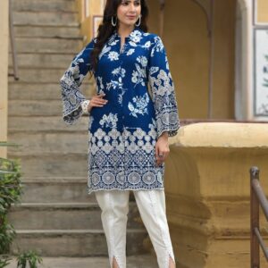 Indigo Printed Kurta with Patiala Pants