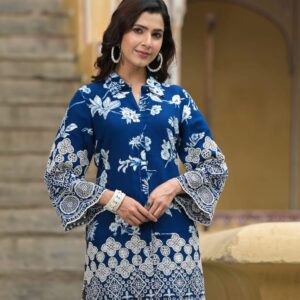 Indigo Printed Kurta with Patiala Pants - Image 5