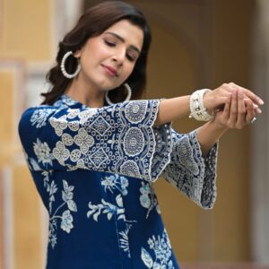 Indigo Printed Kurta with Patiala Pants - Image 4