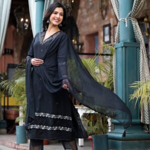 Midnight Elegance Black Kurta Set