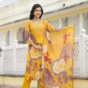 Golden Bloom Printed Kurta Set