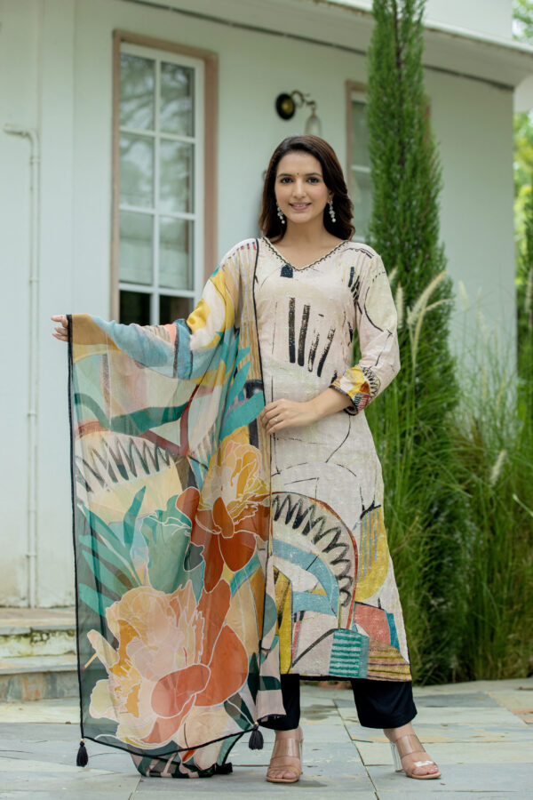 Earthy Canvas Abstract Kurta Set