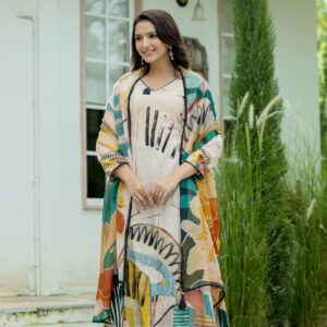 Earthy Canvas Abstract Kurta Set - Image 3