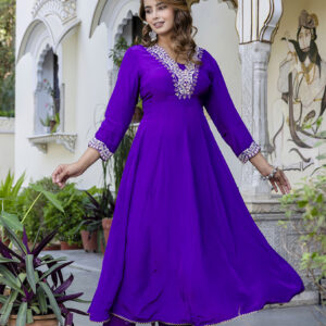 Royal Amethyst Anarkali Set - Image 8