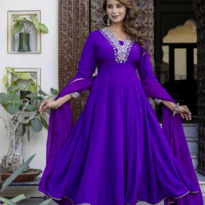 Royal Amethyst Anarkali Set - Image 4