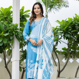 Azure Breeze Embroidered Kurta Set