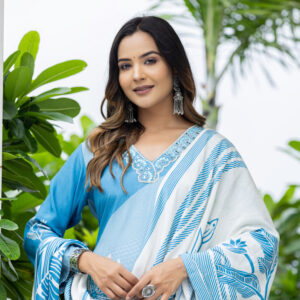 Azure Breeze Embroidered Kurta Set - Image 4