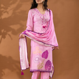 Blush Petal Embroidered Kurta Set - Image 4