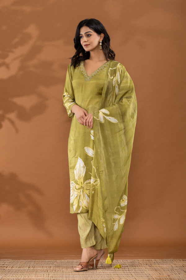Olive Grace Embroidered Kurta Set