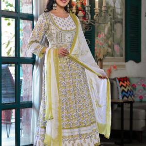 Golden Bloom Anarkali Set