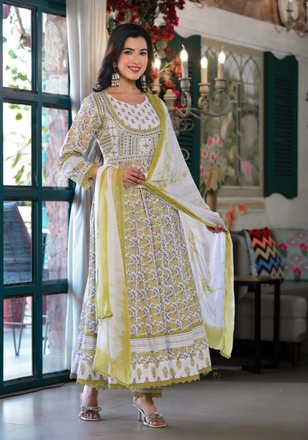 Golden Bloom Anarkali Set