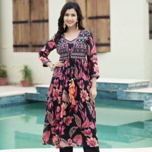 Midnight Bloom Anarkali Set - Image 3