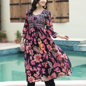 Midnight Bloom Anarkali Set
