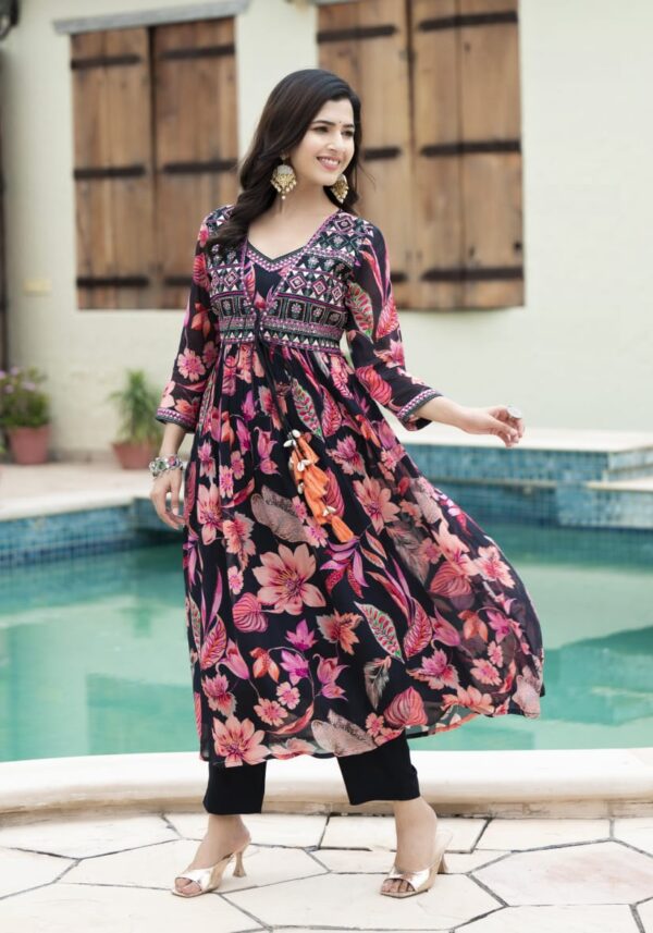 Midnight Bloom Anarkali Set