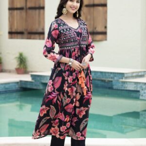 Midnight Bloom Anarkali Set - Image 2