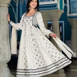 Ivory Noir Anarkali Set