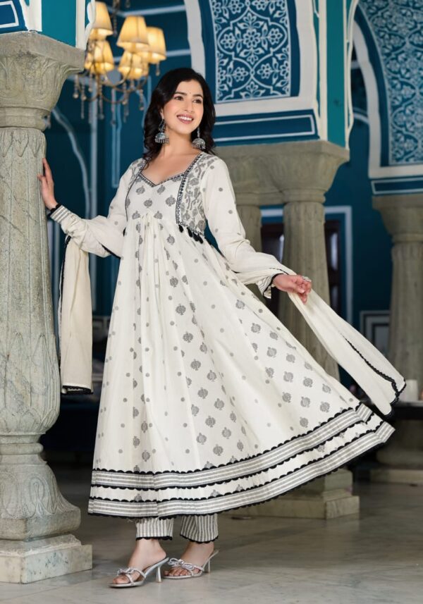 Ivory Noir Anarkali Set