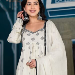 Ivory Noir Anarkali Set - Image 4