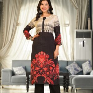 Regal Noir Paisley Kurta Set - Image 5