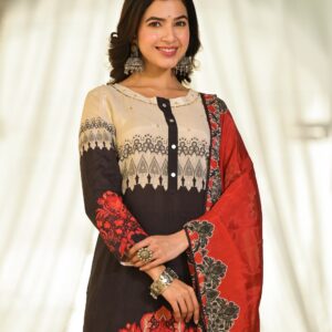 Regal Noir Paisley Kurta Set - Image 2
