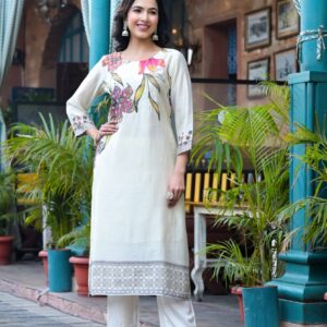 Ivory Grace Floral Kurta Set - Image 6