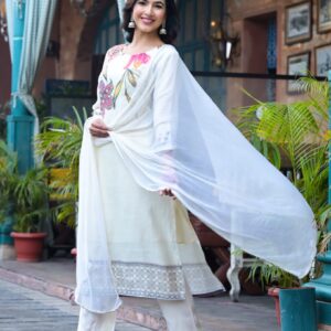 Ivory Grace Floral Kurta Set
