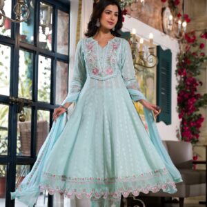 Aqua Bloom Anarkali Set - Image 4