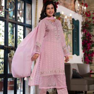 Blush Pink Embroidered Chikankari Set