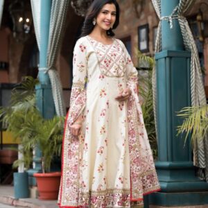 Ivory Bloom Anarkali Set - Image 6