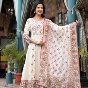 Ivory Bloom Anarkali Set