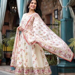 Ivory Bloom Anarkali Set - Image 2