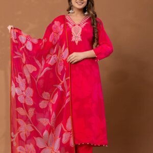 Scarlet Bloom Kurta Set